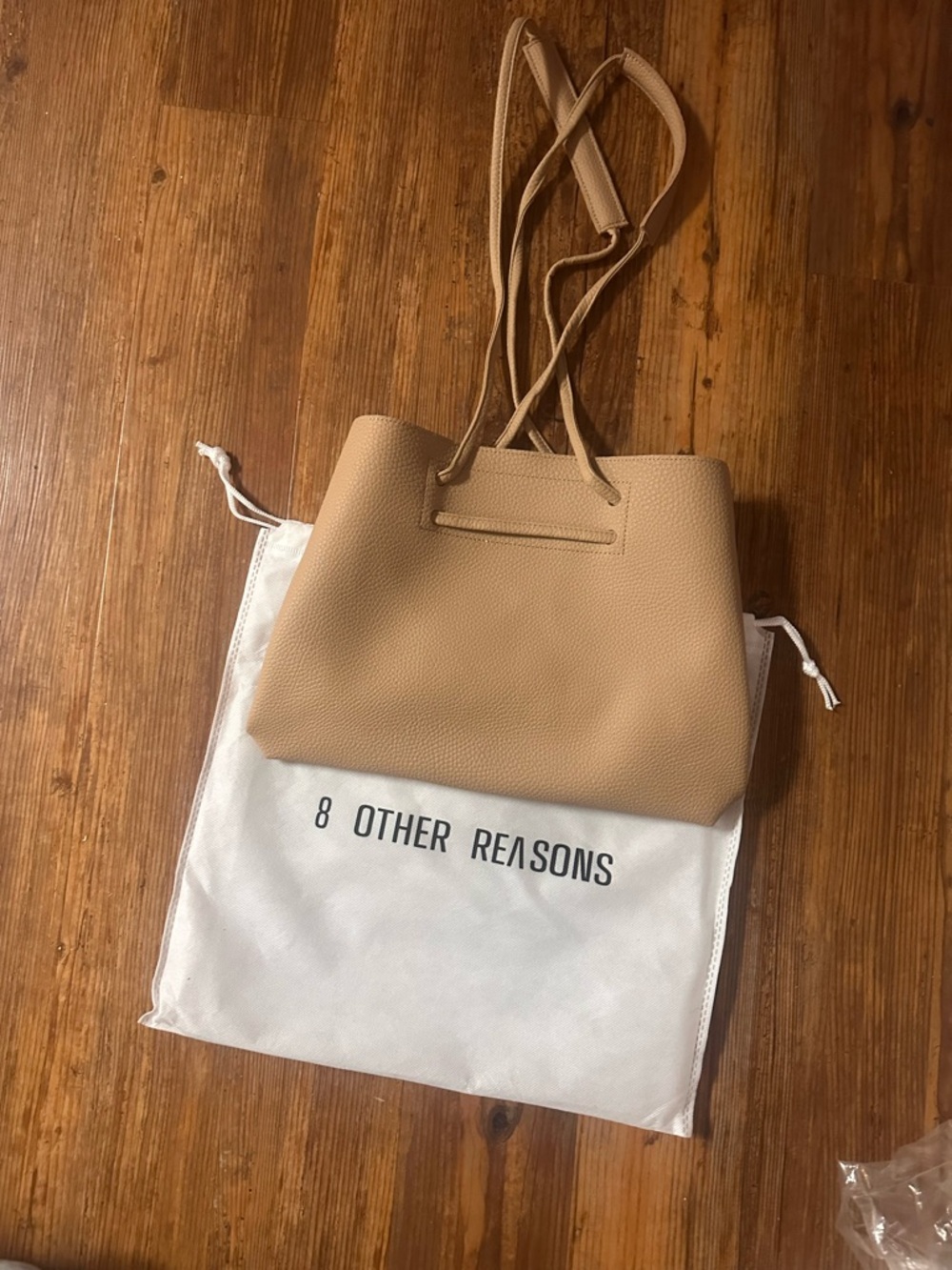 8 Other Reasons Beige Pebbled Shoulder Tote